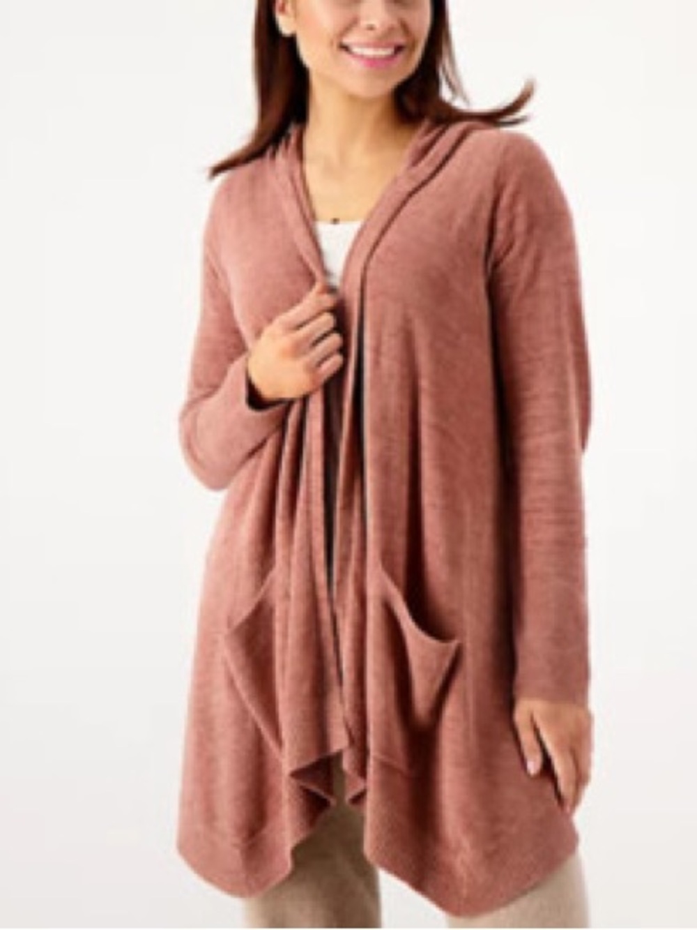 Barefoot Dreams CozyChic Ultra Lite Hooded Seashore Cardigan Clay XS